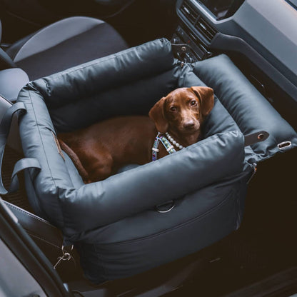 Siège Auto et Lit Rehausseur de Luxe pour Chien en Similicuir