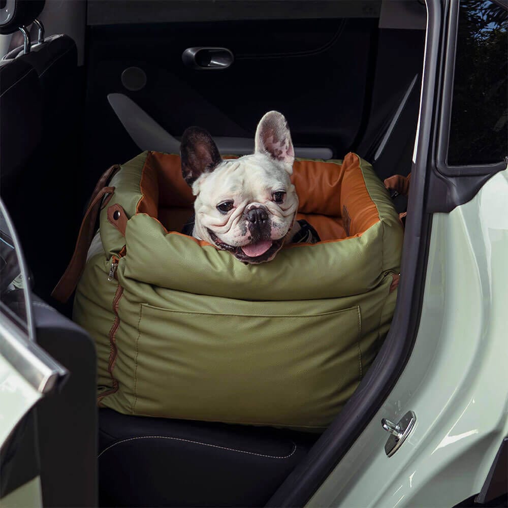 Siège Auto et Lit Rehausseur de Luxe pour Chien en Similicuir